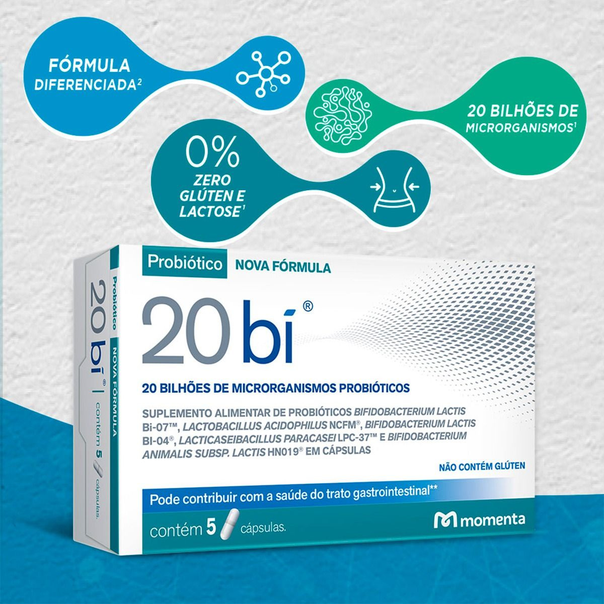 20 Bi Suplemento Probiótico 5 Cápsulas — imagem 3 | Drogaria Taveira