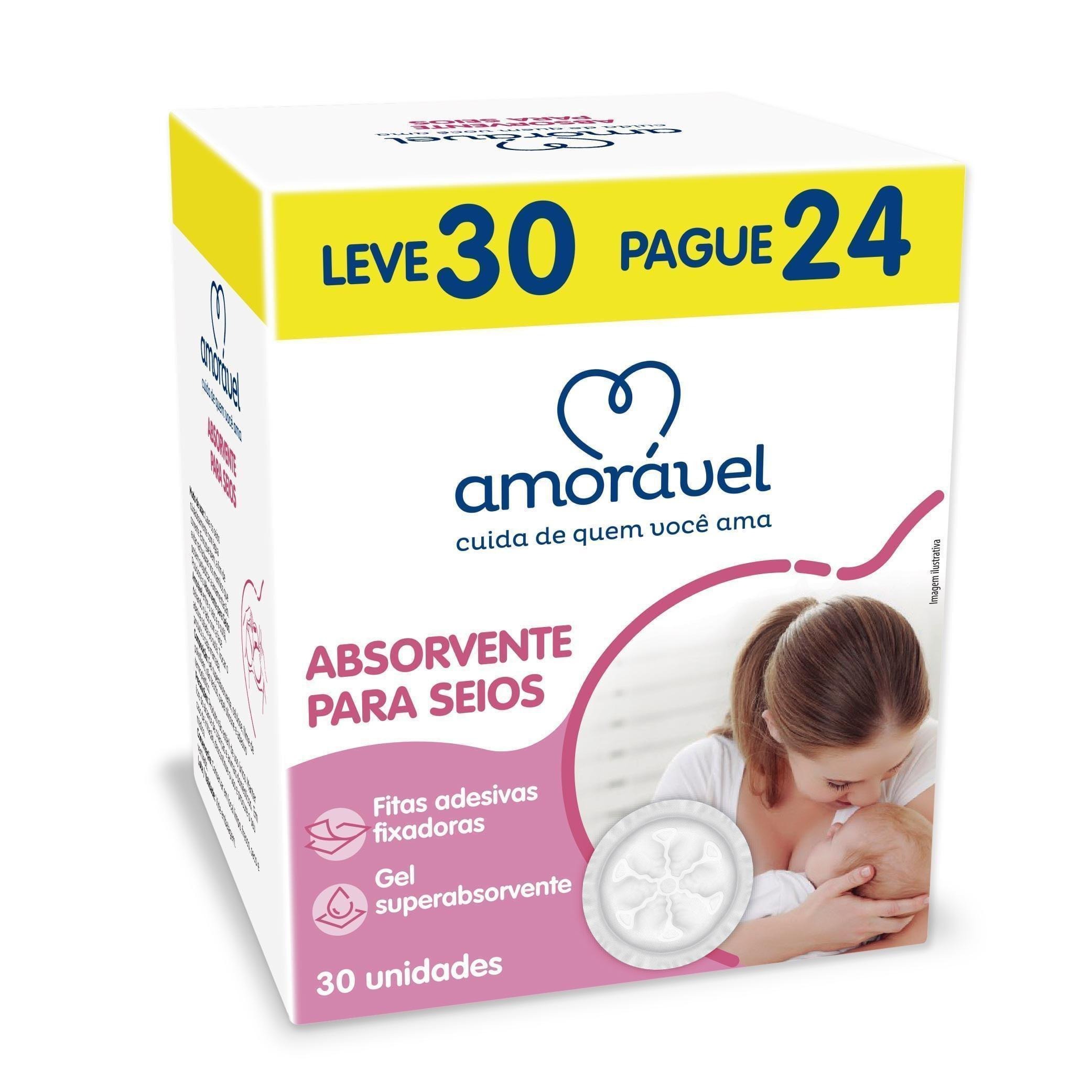 Absorvente Para Seios Amorável Leve 30 Pague 24 Unidades — Amoravel | Drogaria Taveira