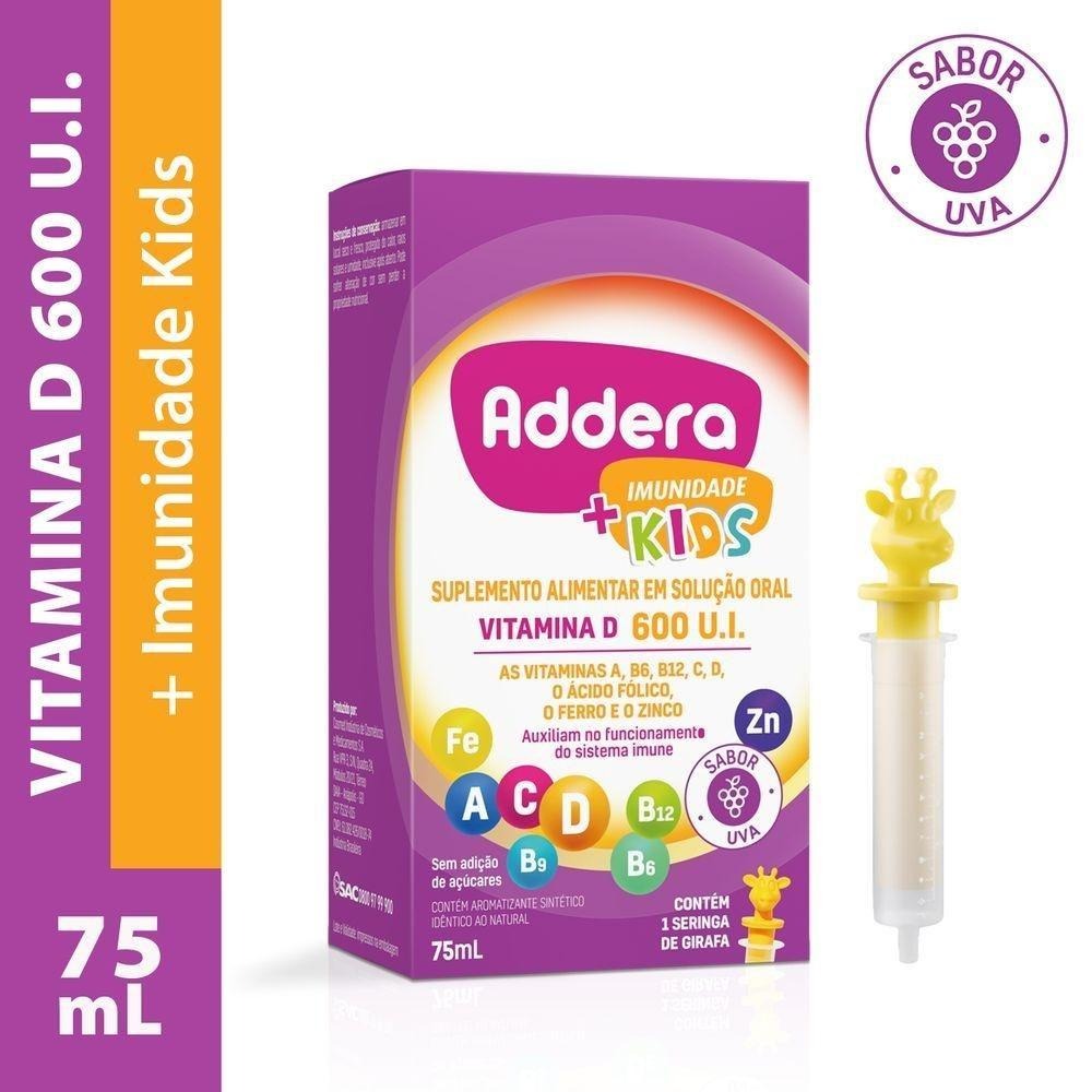 Addera + Imunidade Kids 600UI Sabor Uva Solução Oral 75ml + Seringa Dosadora — imagem 2 | Drogaria Taveira