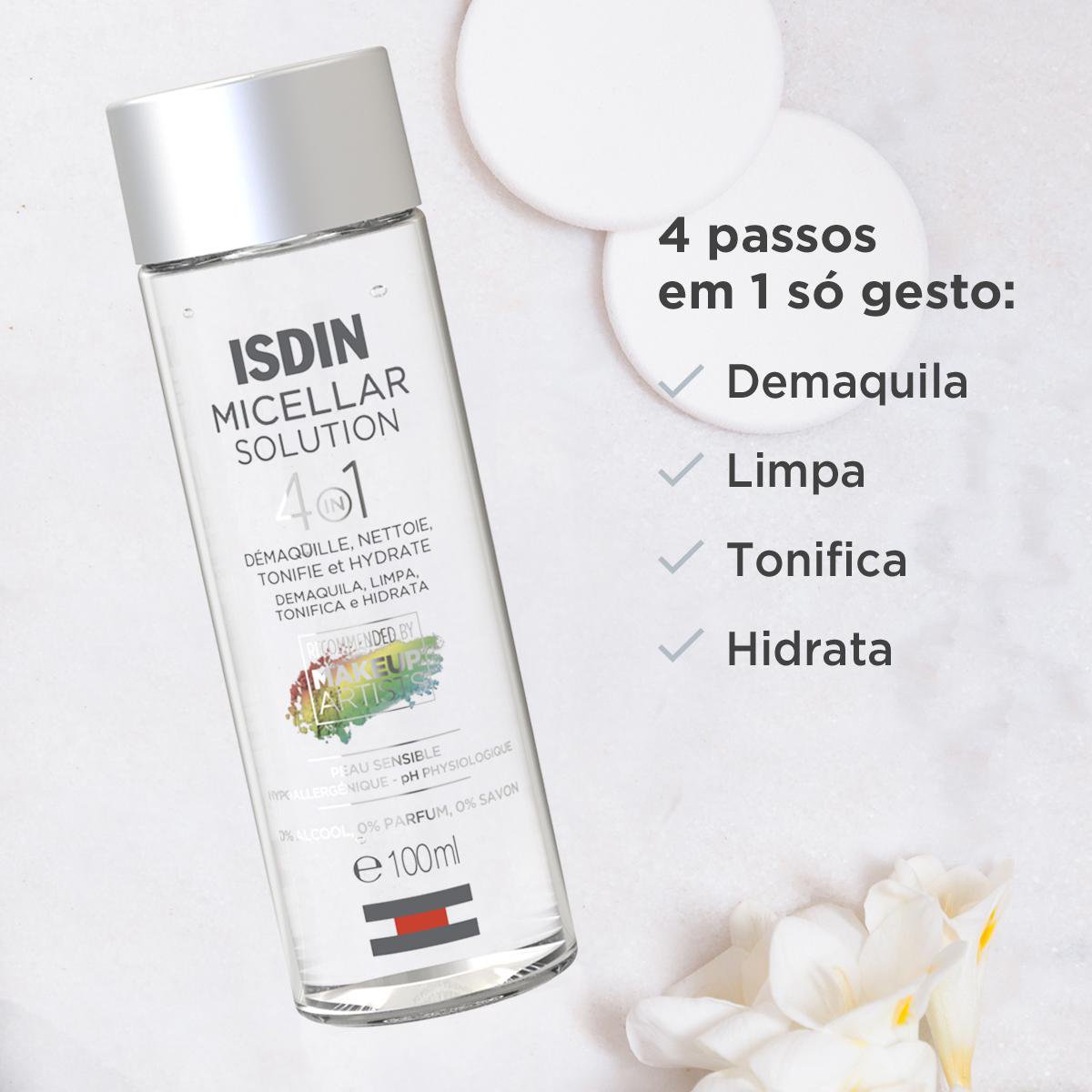 Água Micelar 4 Em 1 Isdin Micellar Solution - 100ml — imagem 3 | Drogaria Taveira