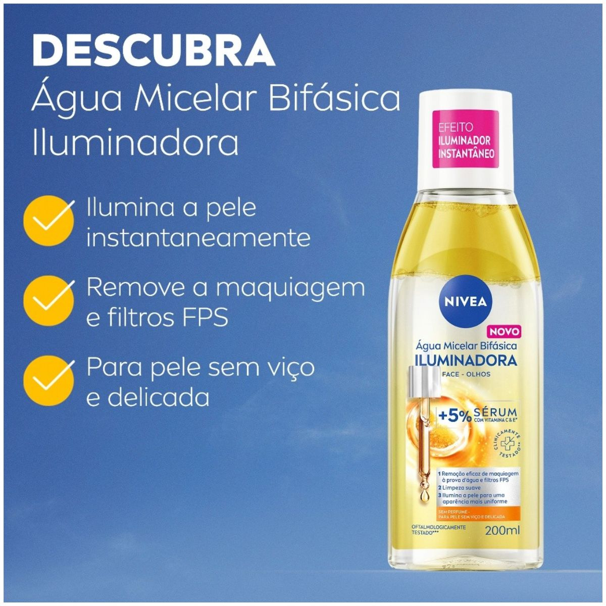 Água Micelar Bifásica Nivea Iluminadora 200ml — imagem 3 | Drogaria Taveira