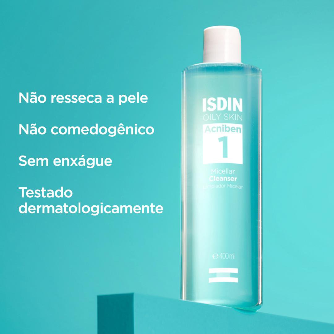 Água Micelar Isdin Oil Skin Acniben Cleanser 400ml — imagem 4 | Drogaria Taveira