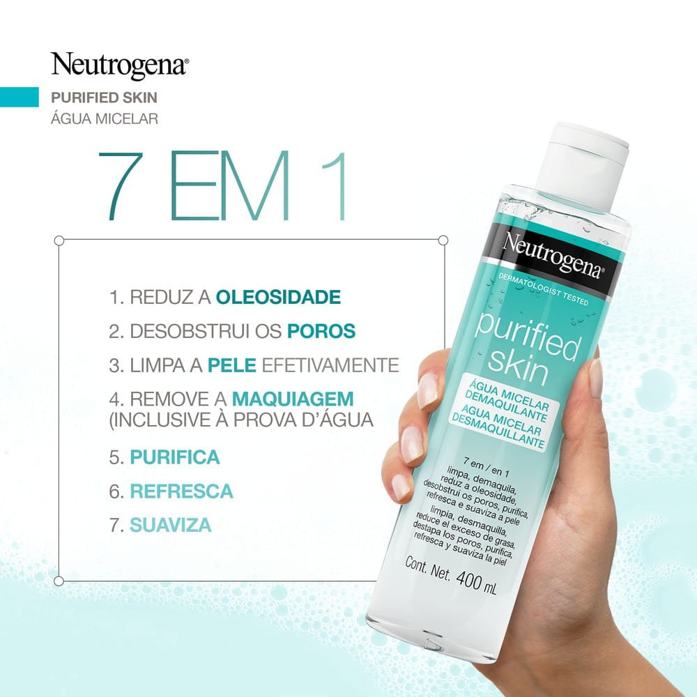 Água Micelar Neutrogena Purified Skin 400ml — imagem 4 | Drogaria Taveira