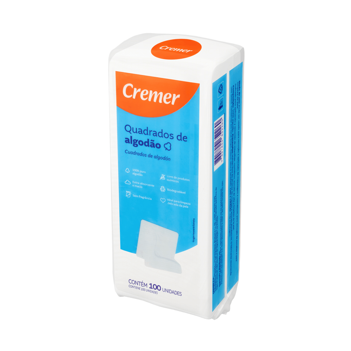 Algodão Quadrado Cremer Hidrófilo 100 Unidades — Cremer | Drogaria Taveira