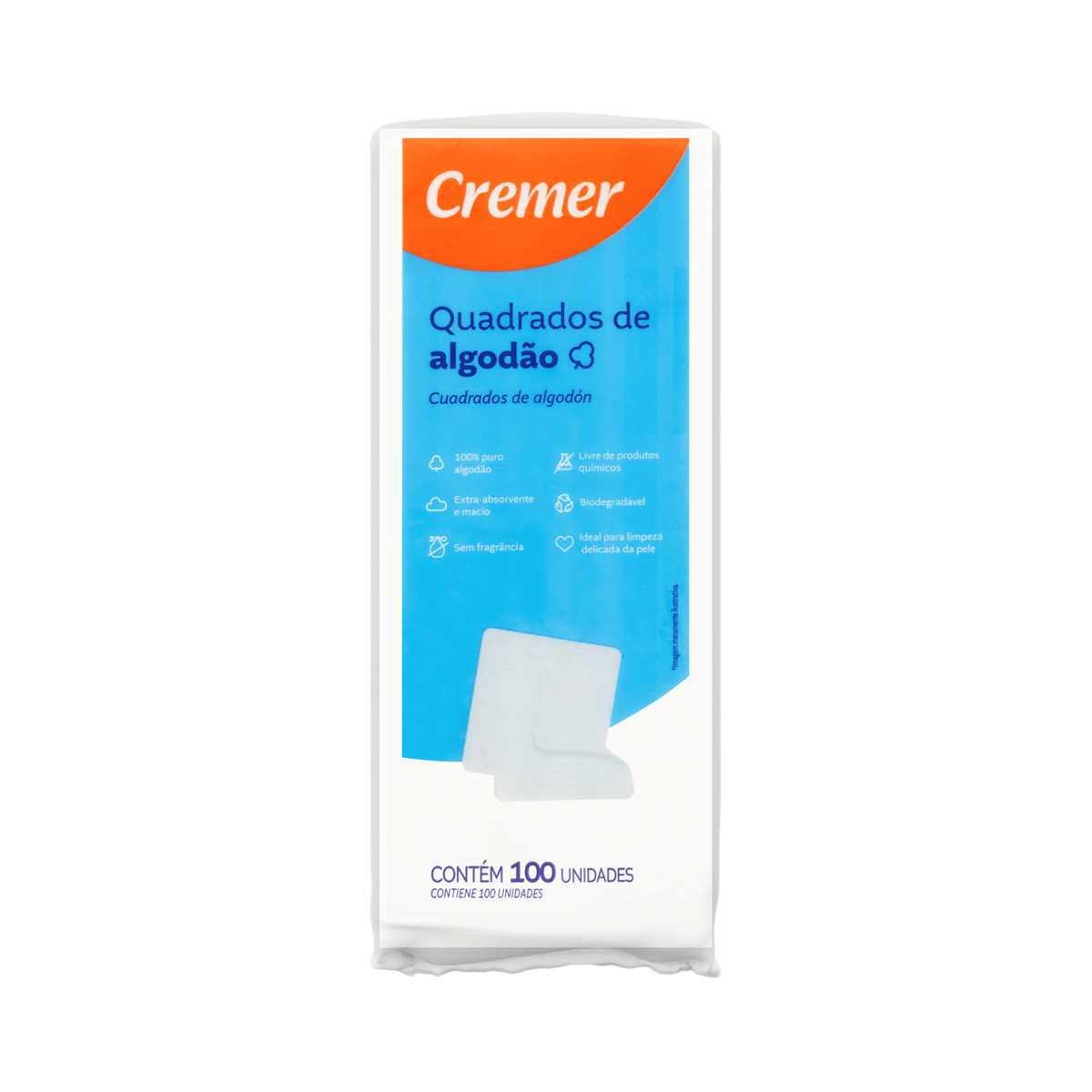 Algodão Quadrado Cremer Hidrófilo 100 Unidades — imagem 3 | Drogaria Taveira