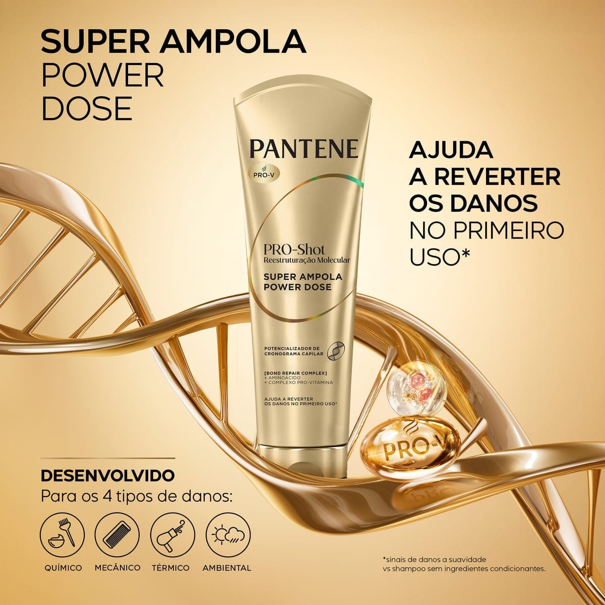 Ampola Capilar Pantene Pro-Shot Reestruturação Molecular 90ml — imagem 4 | Drogaria Taveira