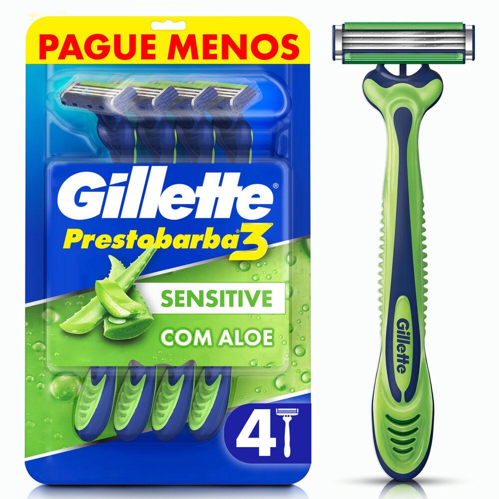 Aparelho de Barbear Descartável Gillette Prestobarba 3 Sensitive 4 Unidades — Gillette Prestobarba | Drogaria Taveira
