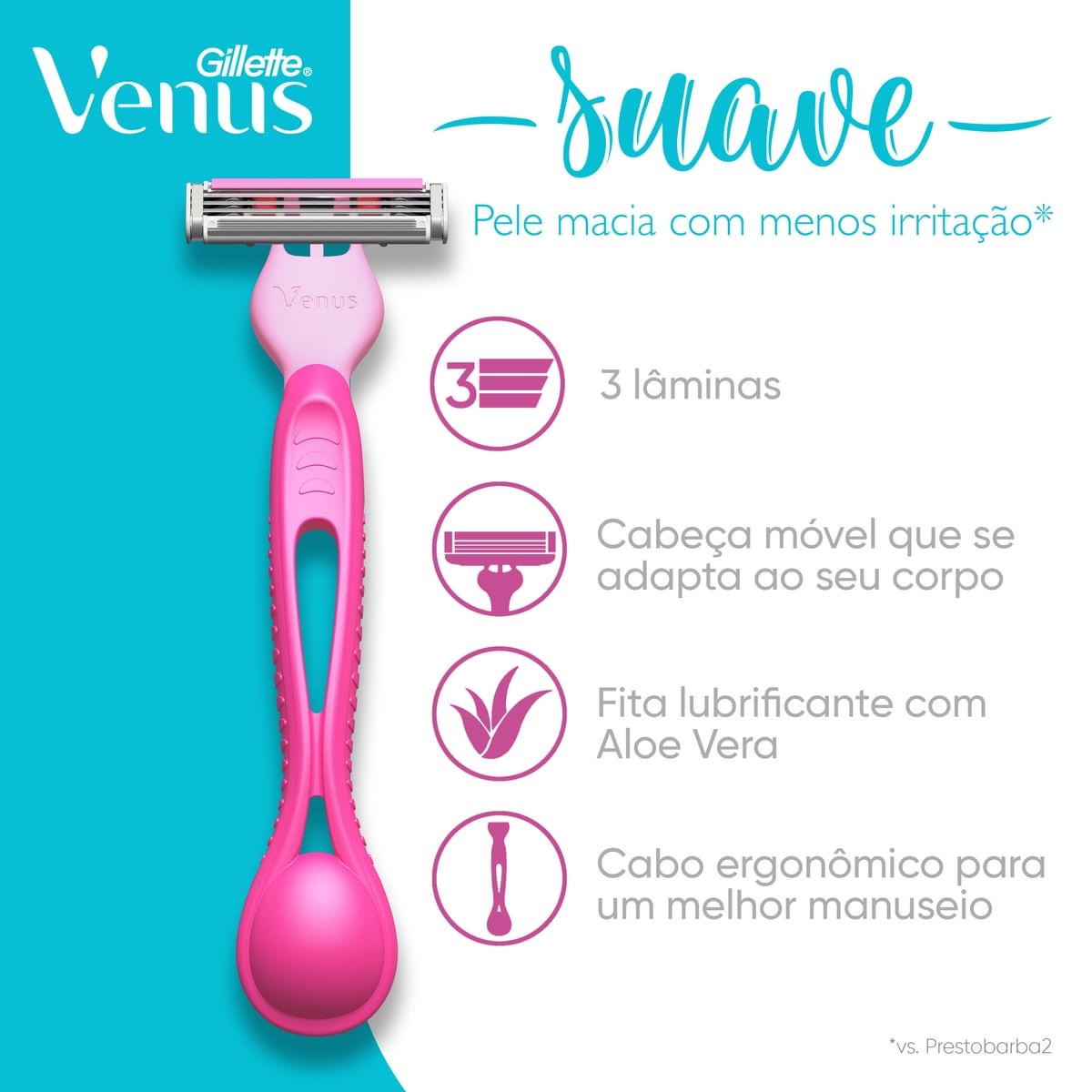 Aparelho de Depilação Descartável Gillette Venus Suave 2 Unidades — imagem 2 | Drogaria Taveira