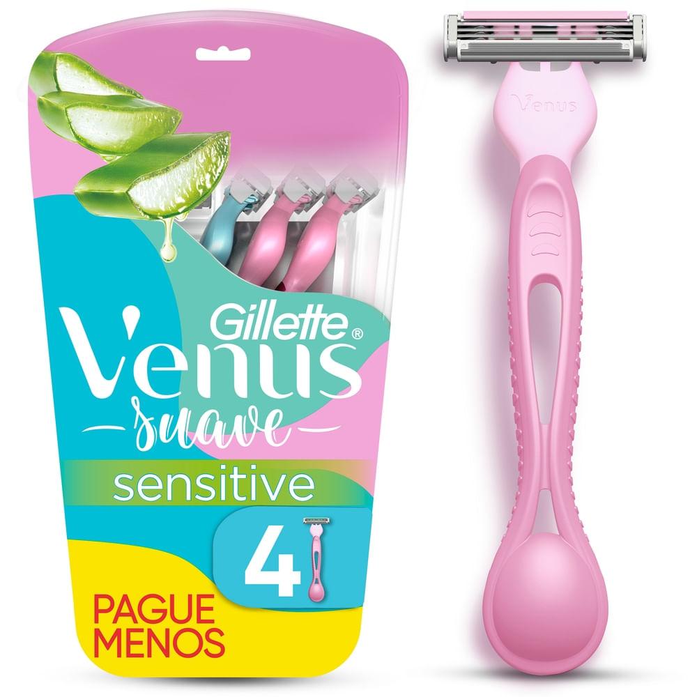 Aparelho de Depilação Descartável Gillette Venus Suave Sensitive 4 Unidades — Gillette Venus | Drogaria Taveira