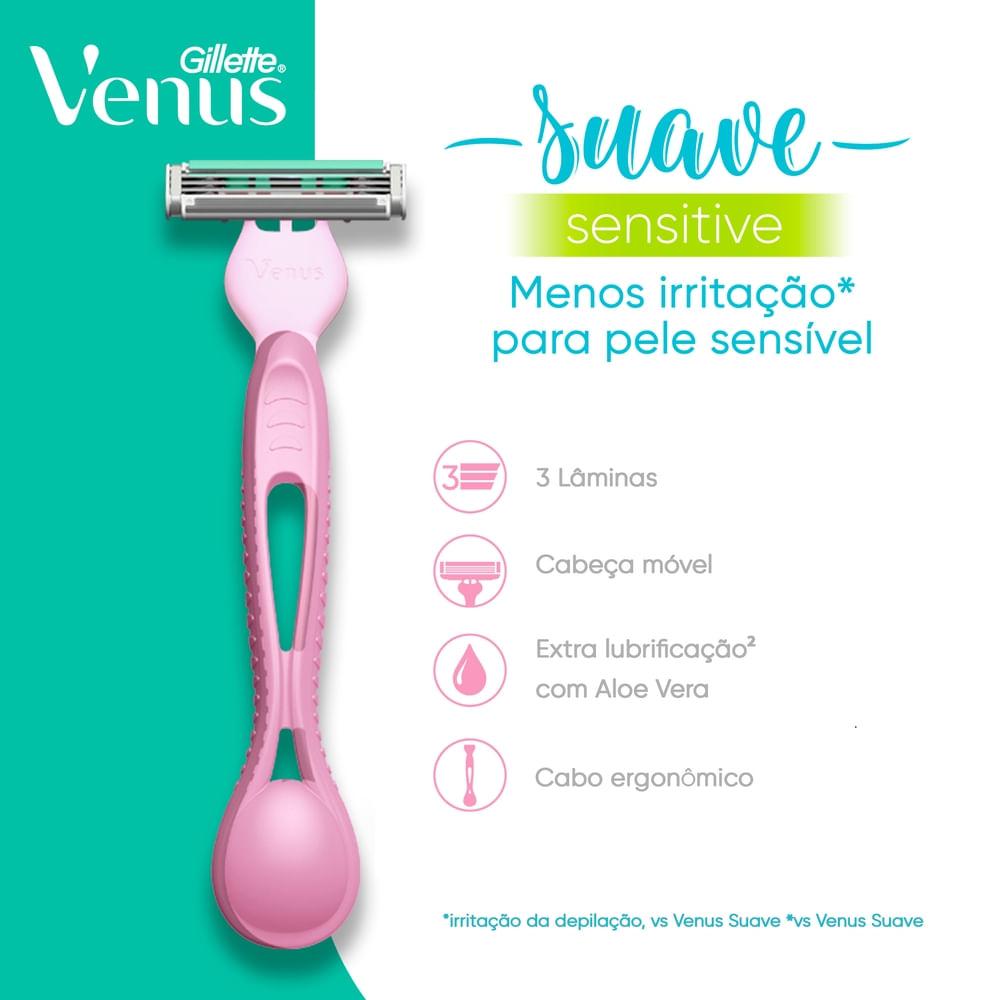 Aparelho de Depilação Descartável Gillette Venus Suave Sensitive 4 Unidades — imagem 2 | Drogaria Taveira