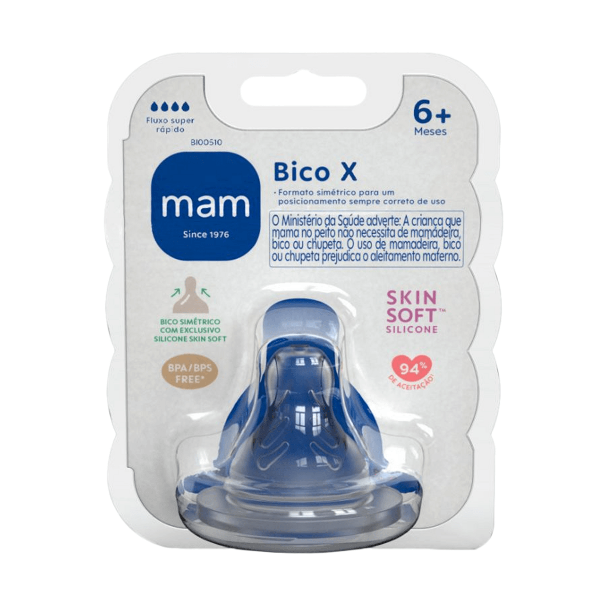 Bico para Mamadeira MAM Ortodôntico Fluxo Super Rápido Sem BPA +6 meses 1 Unidade — Mam | Drogaria Taveira