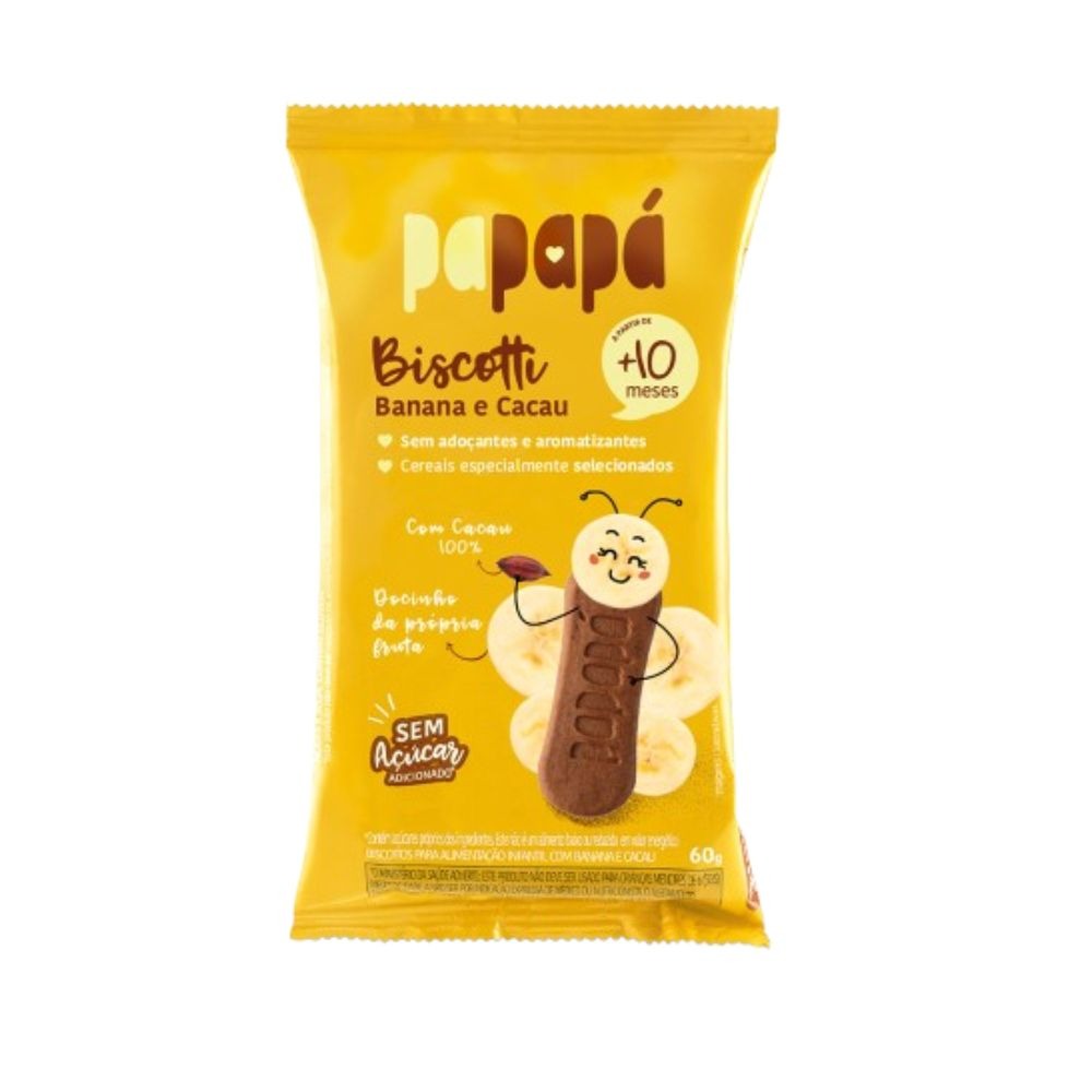 Biscoito Infantil Papapá Biscotti Sabor Banana e Cacau Sem Açúcar +10meses 60g — Papapá | Drogaria Taveira