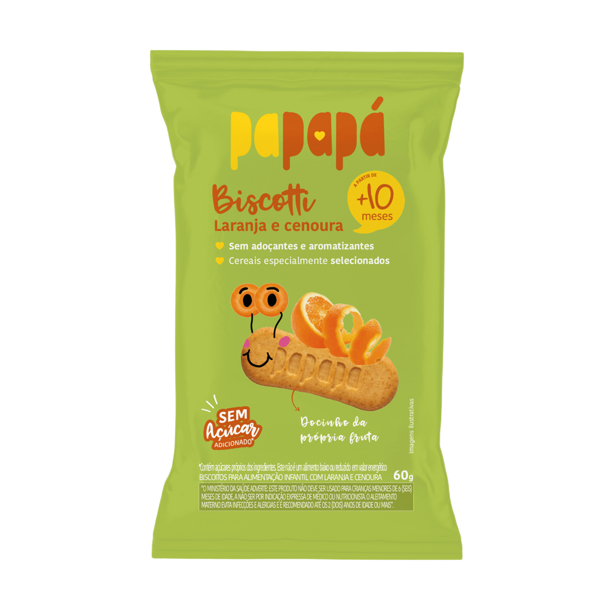 Biscoito Infantil Papapá Biscotti Sabor Laranja e Cenoura Sem Açúcar +10meses 60g — Papapá | Drogaria Taveira