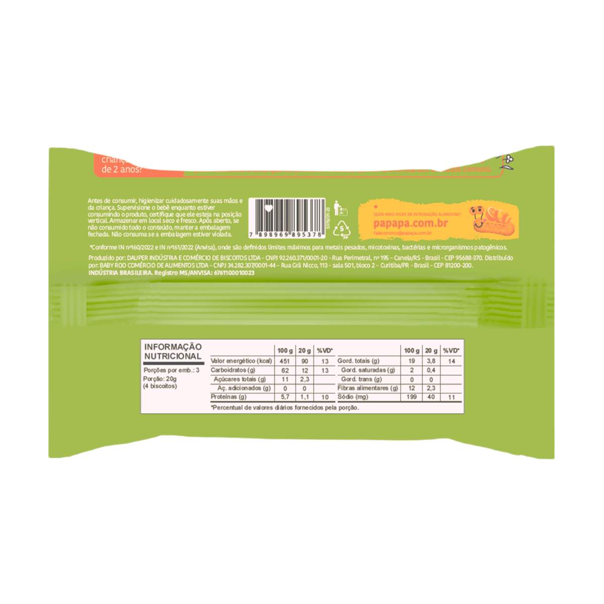 Biscoito Infantil Papapá Biscotti Sabor Laranja e Cenoura Sem Açúcar +10meses 60g — imagem 2 | Drogaria Taveira