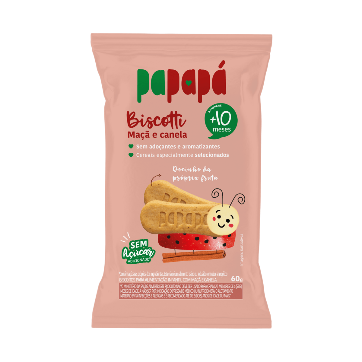 Biscoito Infantil Papapá Biscotti Sabor Maçã e Canela +10 Meses 60g — Papapá | Drogaria Taveira