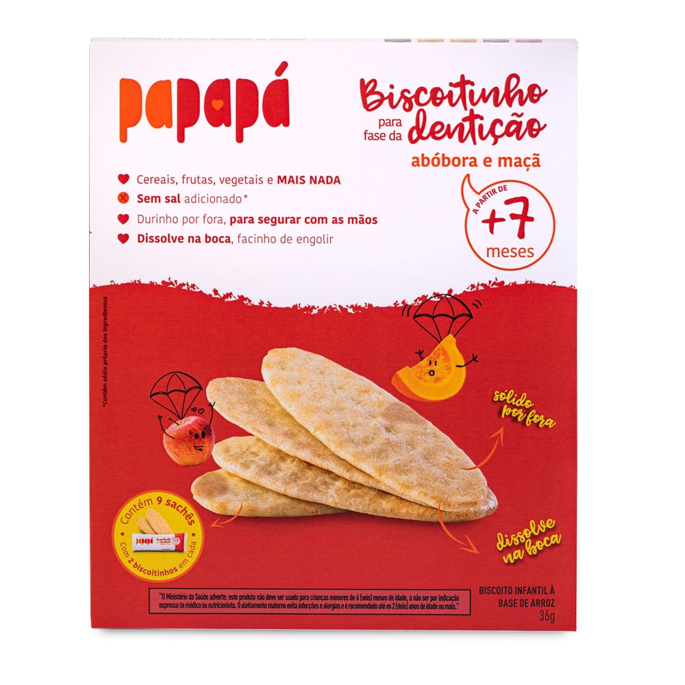 Biscoito Infantil Papapá Sabor Abóbora e Maçã +7 Meses 36g — Papapá | Drogaria Taveira