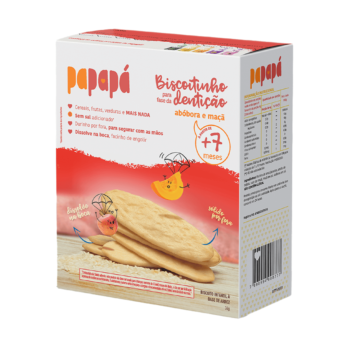 Biscoito Infantil Papapá Sabor Abóbora e Maçã +7 Meses 36g — imagem 2 | Drogaria Taveira