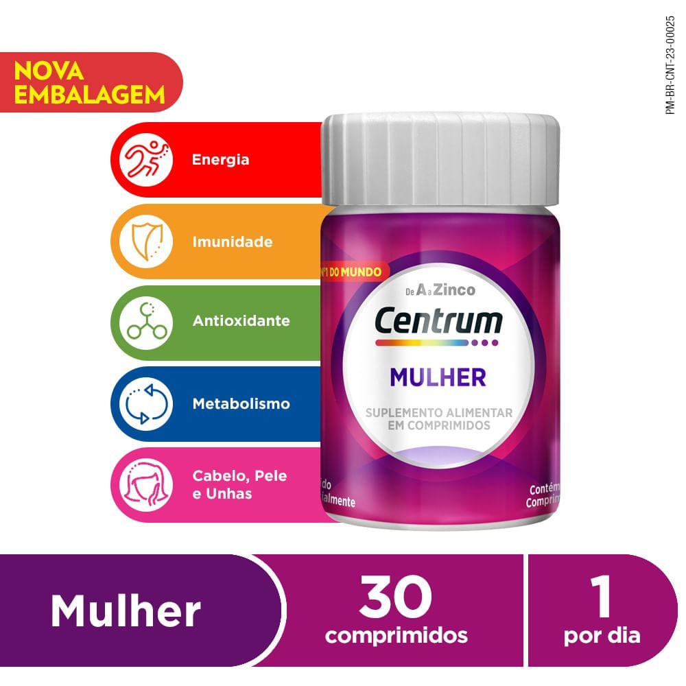 Centrum de A a Zinco Mulher 30 Comprimidos — Centrum | Drogaria Taveira
