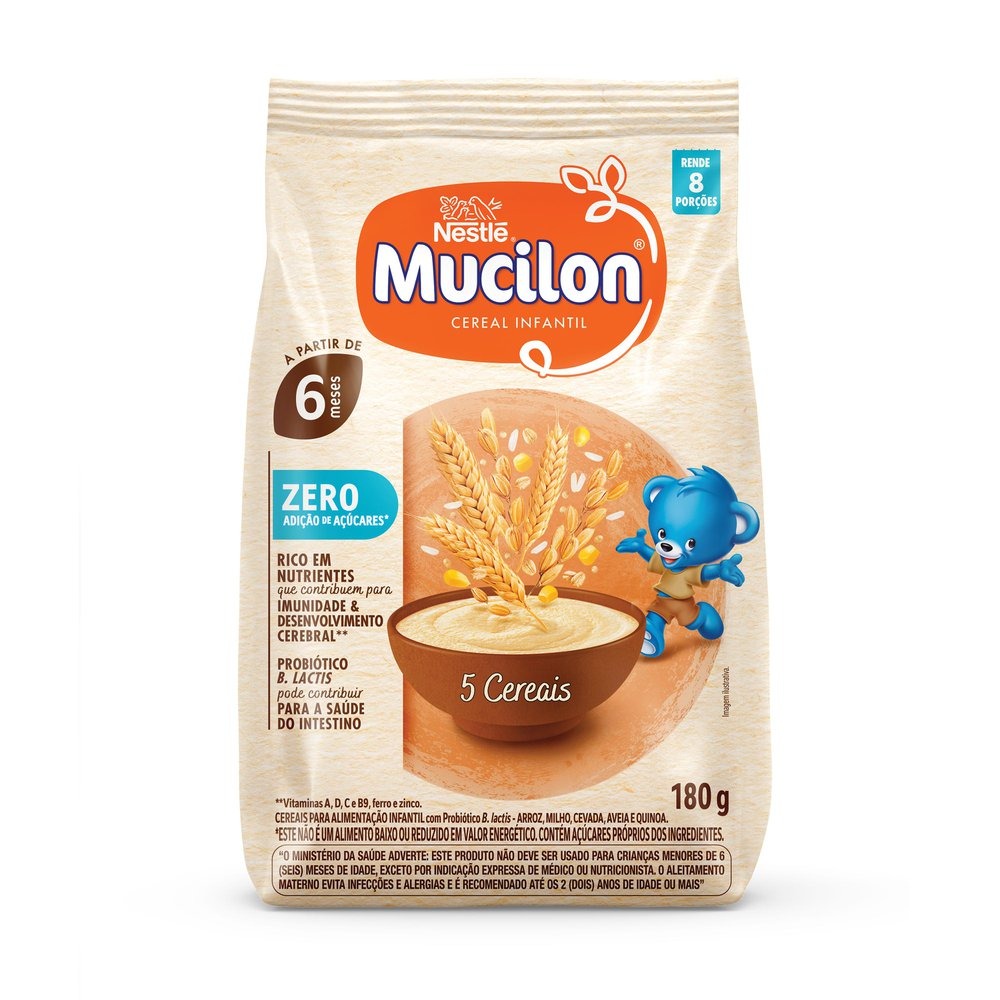 Cereal Infantil Mucilon 5 Cereais +6 meses Sem Adição de Açúcares 180g — Mucilon | Drogaria Taveira
