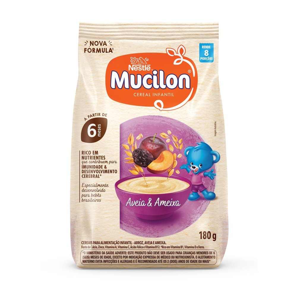 Cereal Infantil Mucilon Aveia Integral e Ameixa +6 meses 180g — Mucilon | Drogaria Taveira