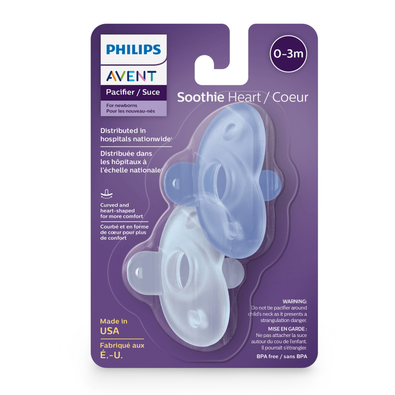 Chupeta Philips Avent Soothie Heart de 0 a 3 meses Flexível Silicone Azul 2 Unidades — Philips Avent | Drogaria Taveira