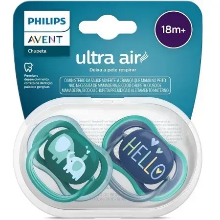 Chupeta Philips Avent Ultra Air +18 meses Silicone Azul 2 Unidades — Philips Avent | Drogaria Taveira