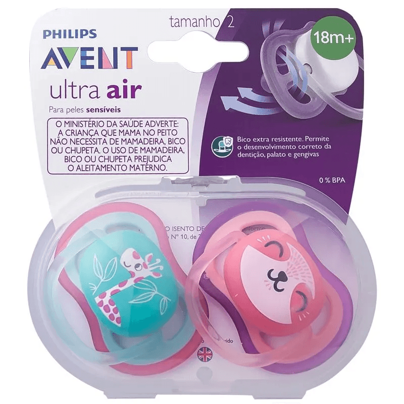 Chupeta Philips Avent Ultra Air +18 meses Silicone Rosa 2 Unidades — imagem 2 | Drogaria Taveira