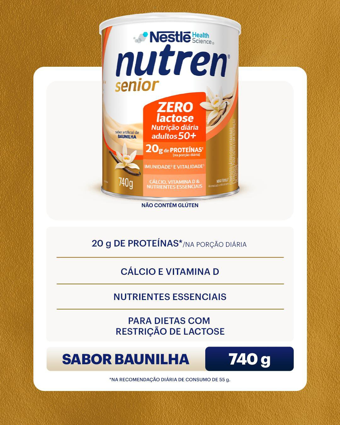 Complemento Alimentar Nutren Senior Zero Lactose Baunilha 740g — imagem 2 | Drogaria Taveira