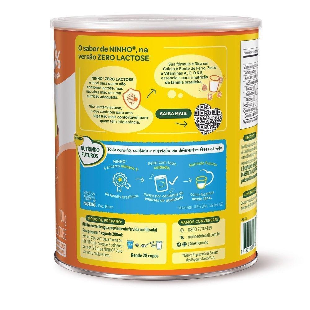 Composto Lácteo NINHO Zero Lactose Lata 700g — imagem 2 | Drogaria Taveira