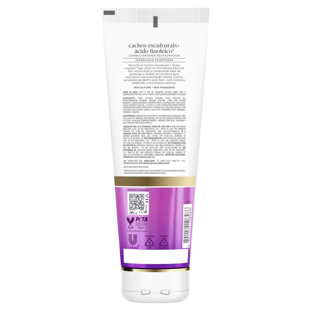 Condicionador Dove Cachos Esculturais + Ácido Linoleico 250ml — imagem 3 | Drogaria Taveira