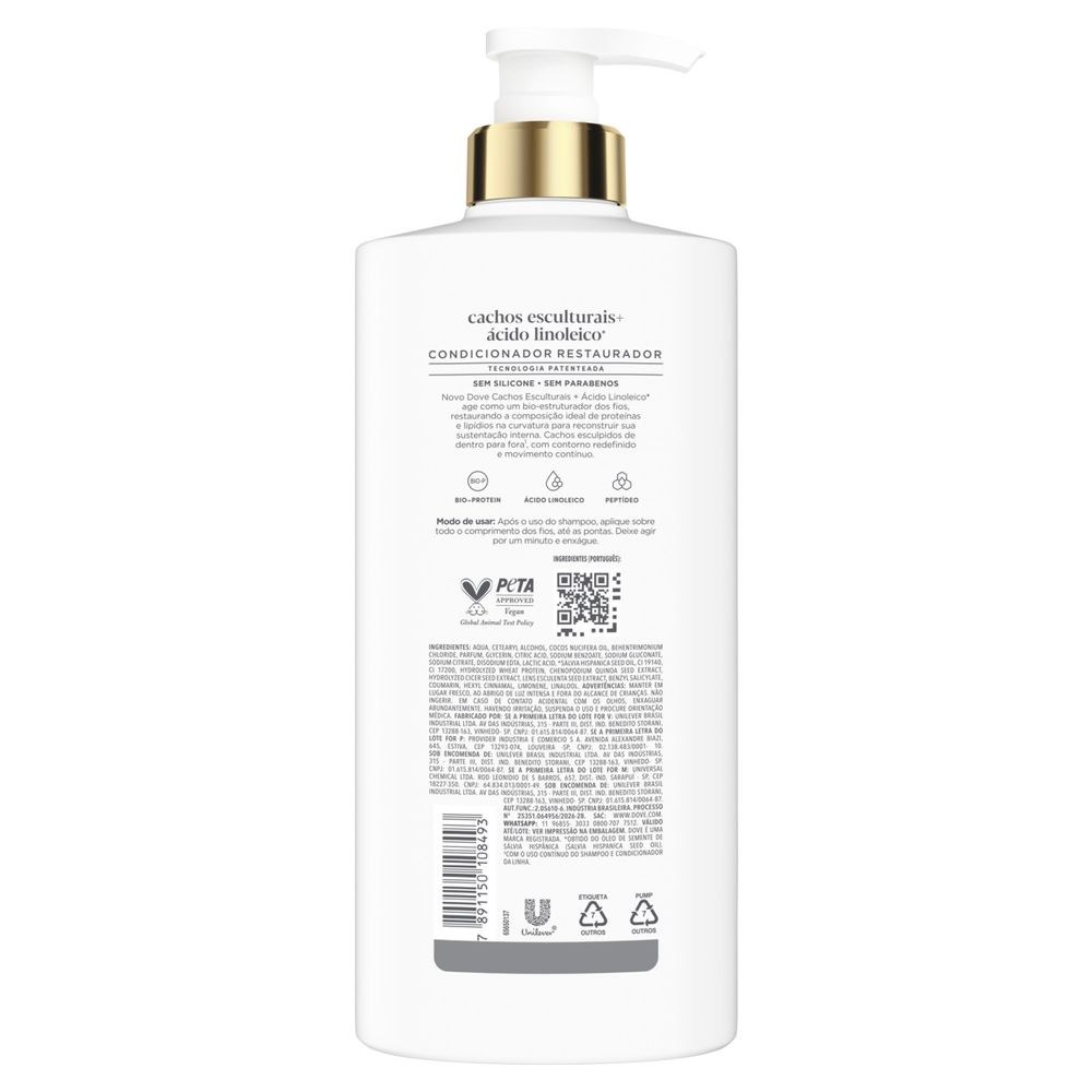 Condicionador Dove Cachos Esculturais + Ácido Linoleico 600ml — imagem 3 | Drogaria Taveira
