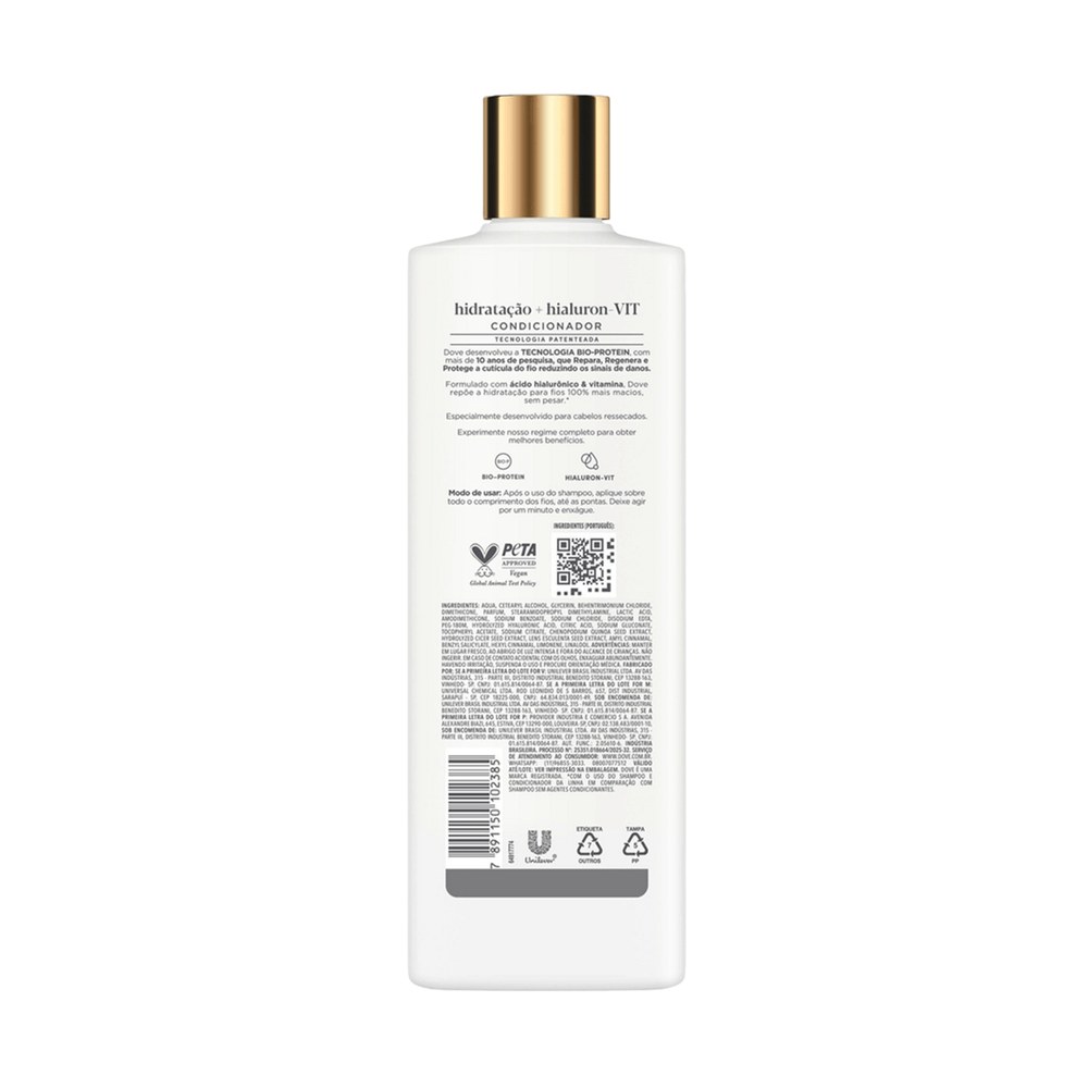 Condicionador Dove Hidratação + Hialuron-Vit 370ml — imagem 3 | Drogaria Taveira