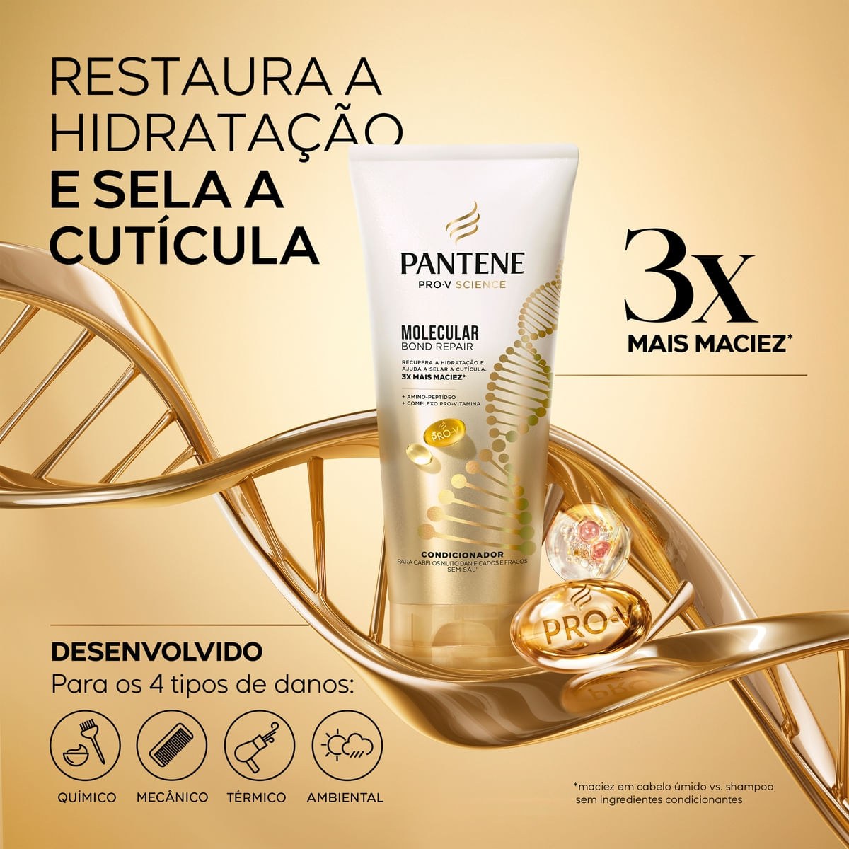 Condicionador Pantene Pro-V Science Molecular Bond Repair 250ml — imagem 2 | Drogaria Taveira