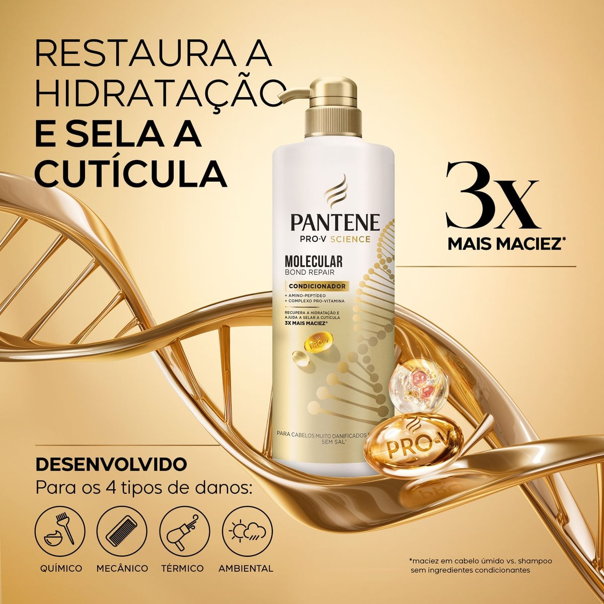 Condicionador Pantene Pro-V Science Molecular Bond Repair 510ml — imagem 2 | Drogaria Taveira