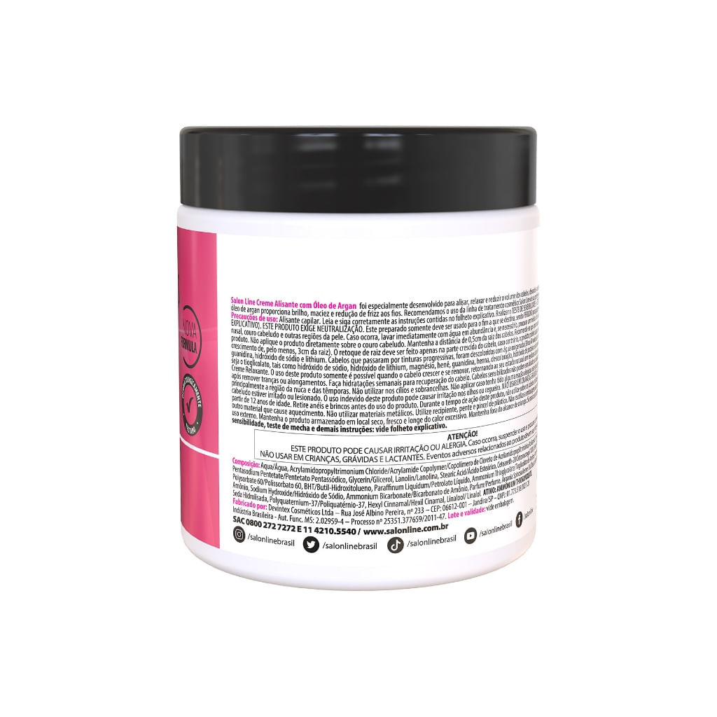 Creme Alisante Salon Line Óleo De Argan Forte 500g — imagem 2 | Drogaria Taveira