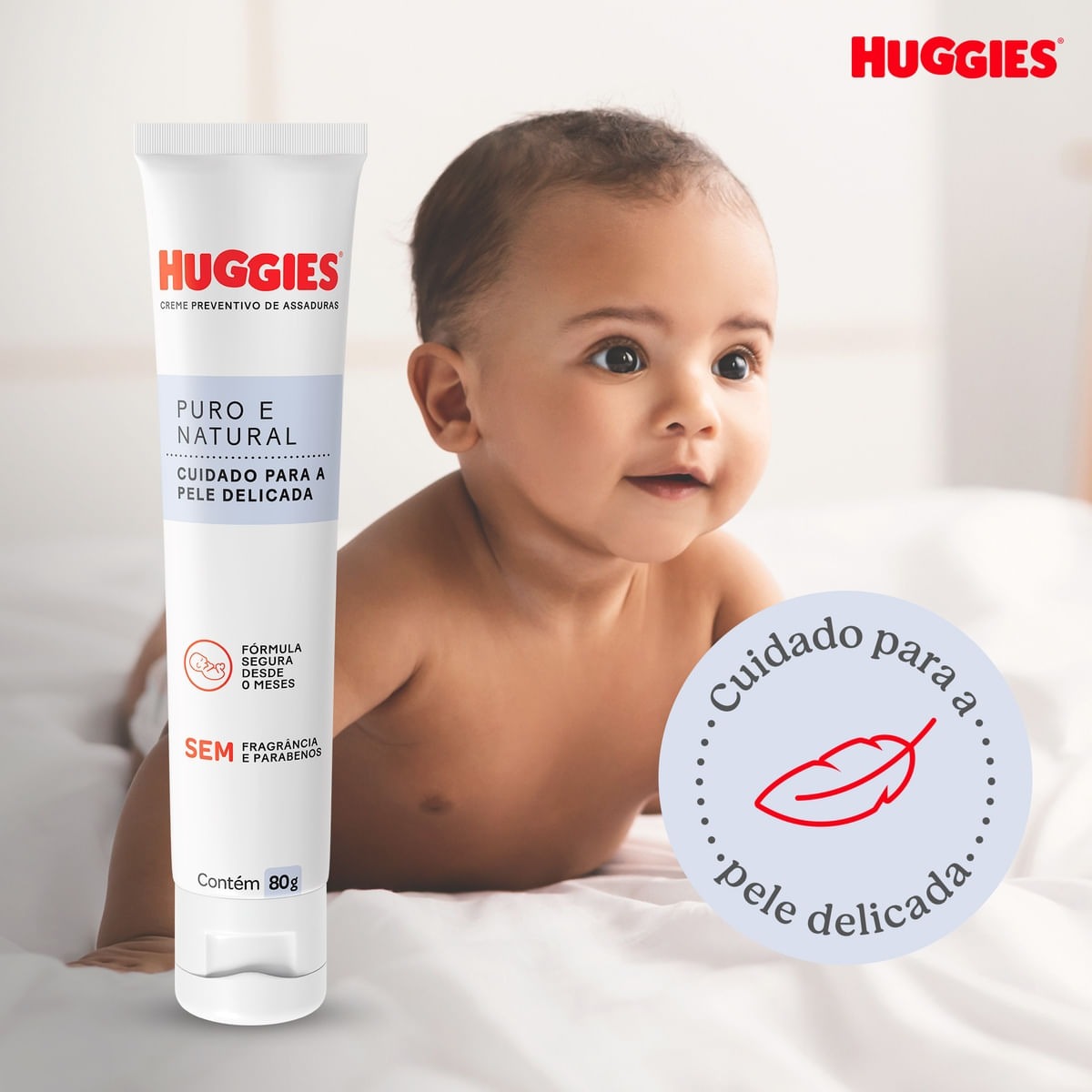 Creme de Assaduras Huggies Puro e Natural 80g — imagem 3 | Drogaria Taveira
