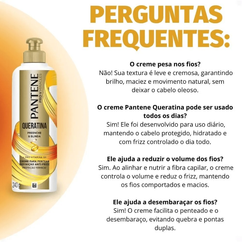 Creme de Pentear Pantene Pro-V Miracles Queratina Preenche & Blinda 240g — imagem 4 | Drogaria Taveira
