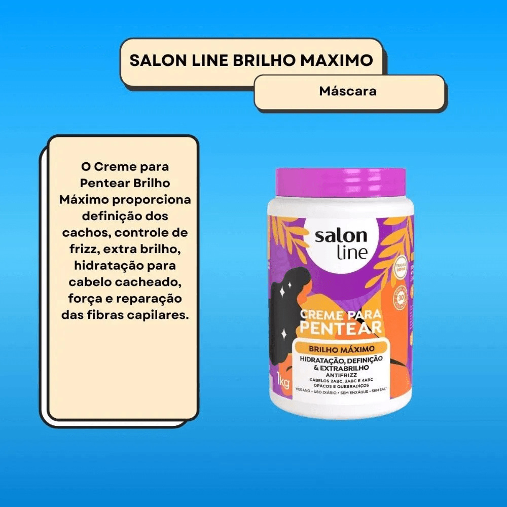 Creme de Pentear Salon Line Brilho Máximo 1Kg — imagem 4 | Drogaria Taveira