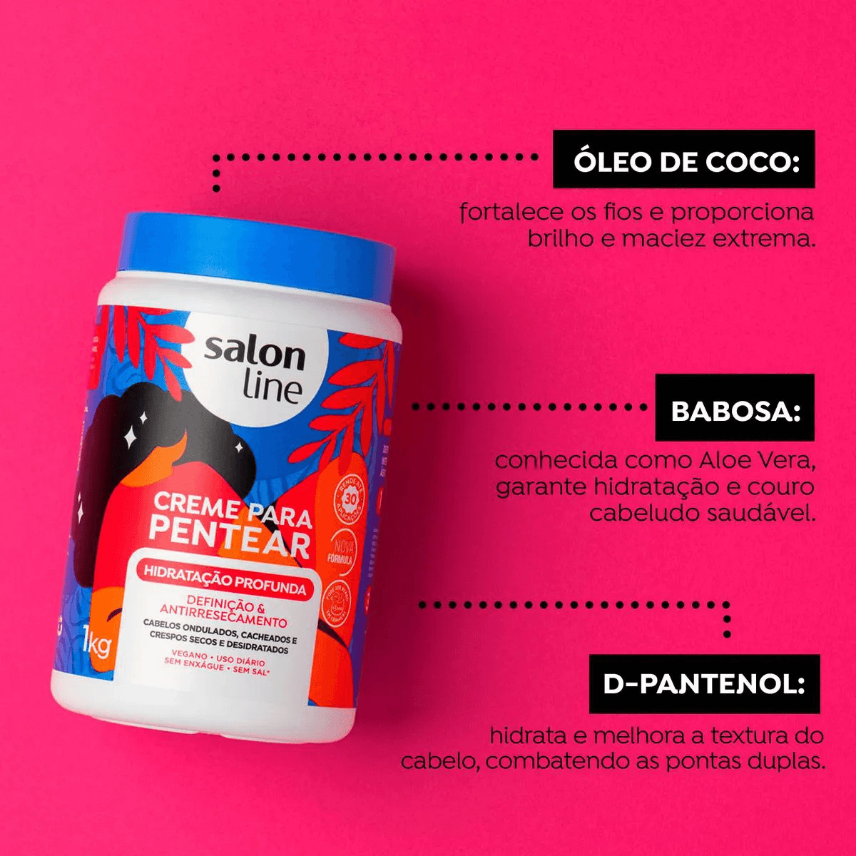 Creme de Pentear Salon Line Hidratação Profunda Vegano 1Kg — imagem 4 | Drogaria Taveira