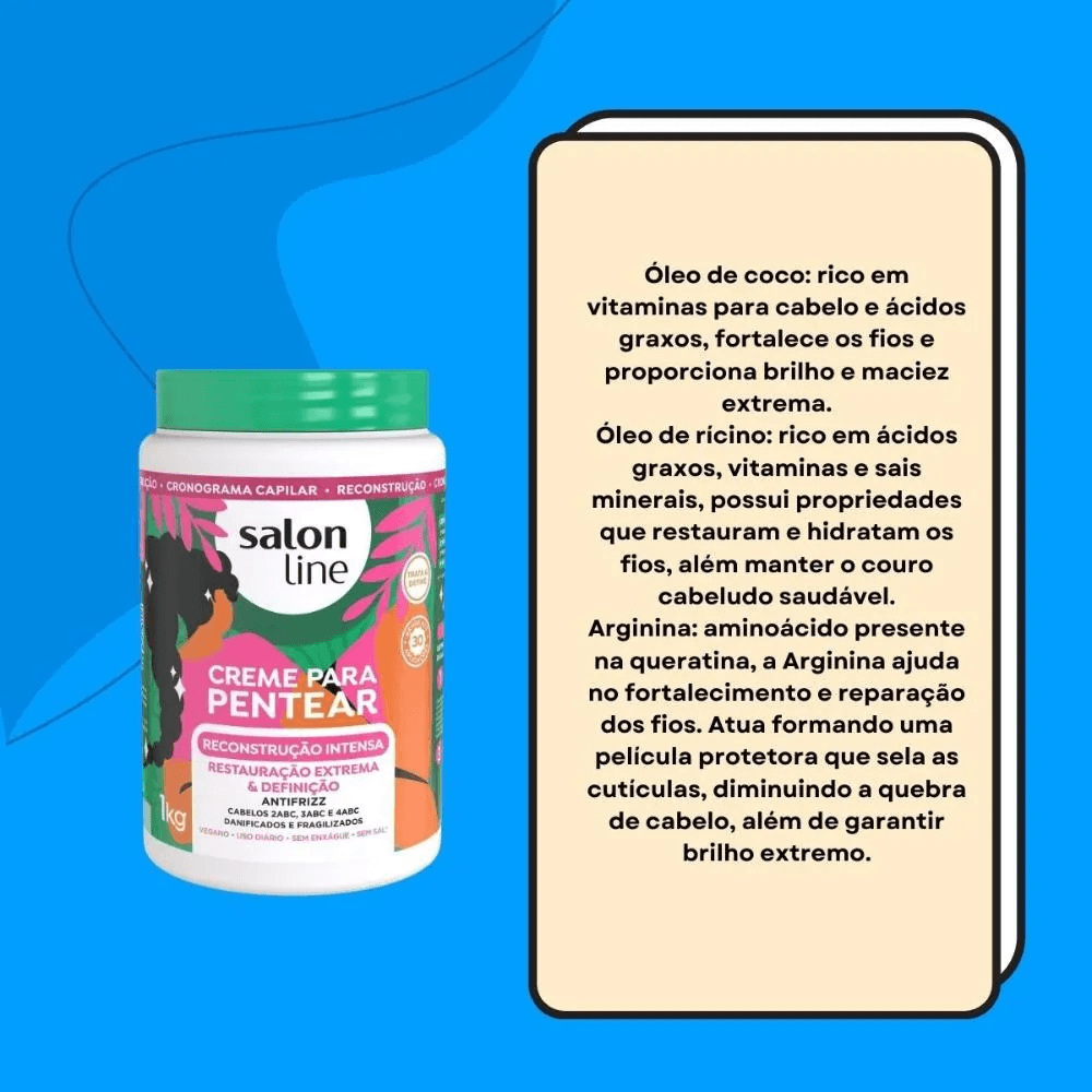 Creme de Pentear Salon Line Reconstrução Intensa 1Kg — imagem 4 | Drogaria Taveira