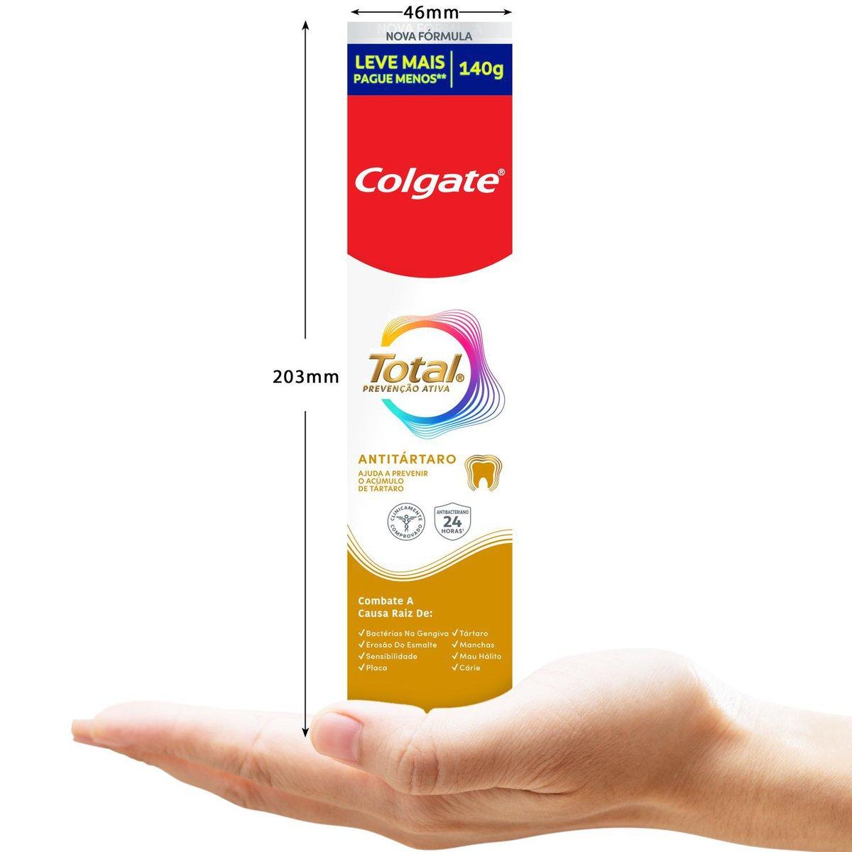 Creme Dental Colgate Total Prevenção Ativa Anti Tártaro 140g — imagem 4 | Drogaria Taveira
