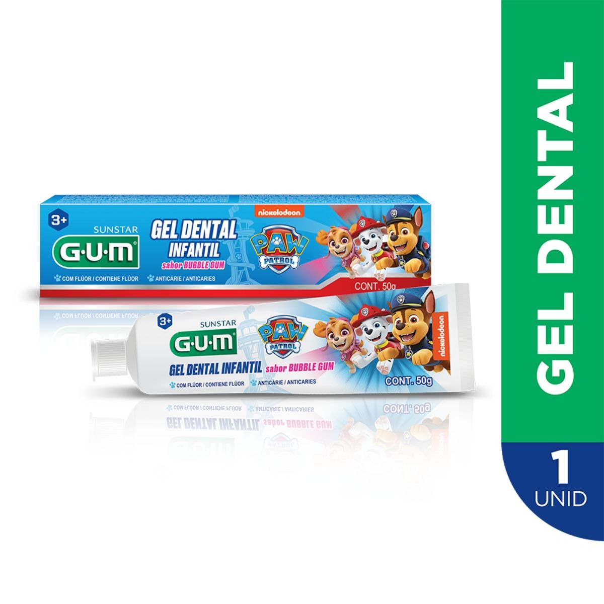 Creme Dental Infantil GUM Patrulha Canina com Flúor Sabor Bubble Gum 50g — Gum | Drogaria Taveira