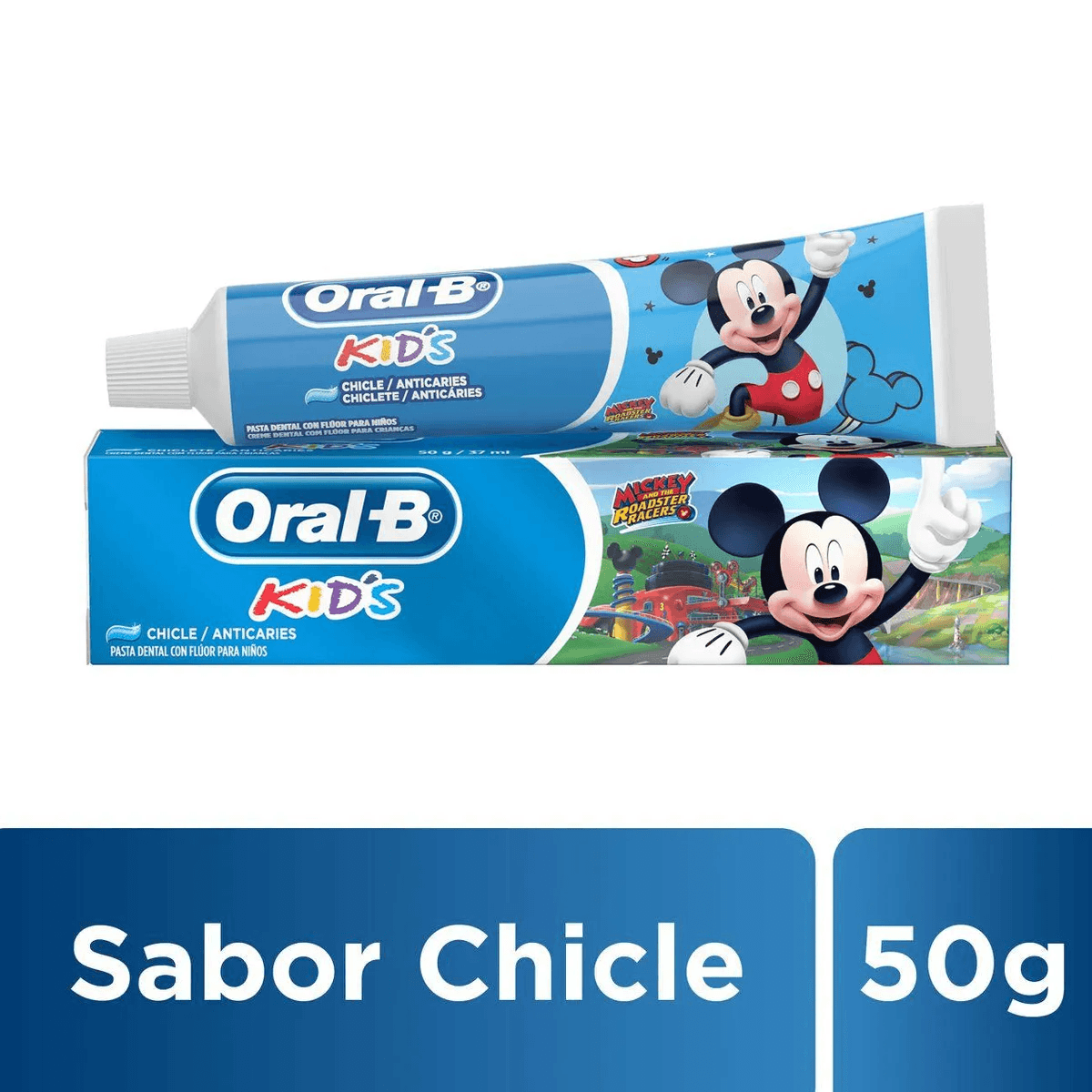 Creme Dental Infantil Oral-B Kids Mickey Anticáries com Flúor Zero Açúcar Sabor Bubble Gum 50g — Oral B | Drogaria Taveira