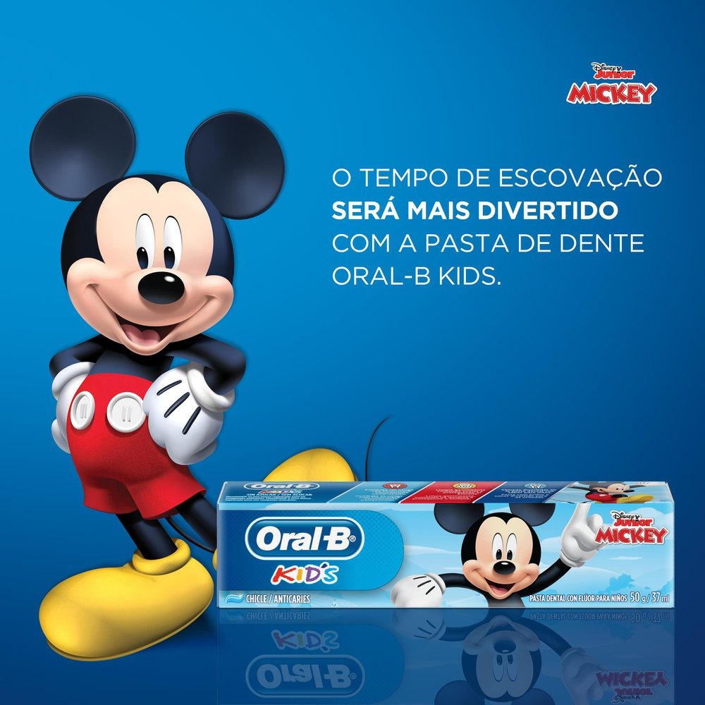 Creme Dental Infantil Oral-B Kids Mickey Anticáries com Flúor Zero Açúcar Sabor Bubble Gum 50g — imagem 4 | Drogaria Taveira