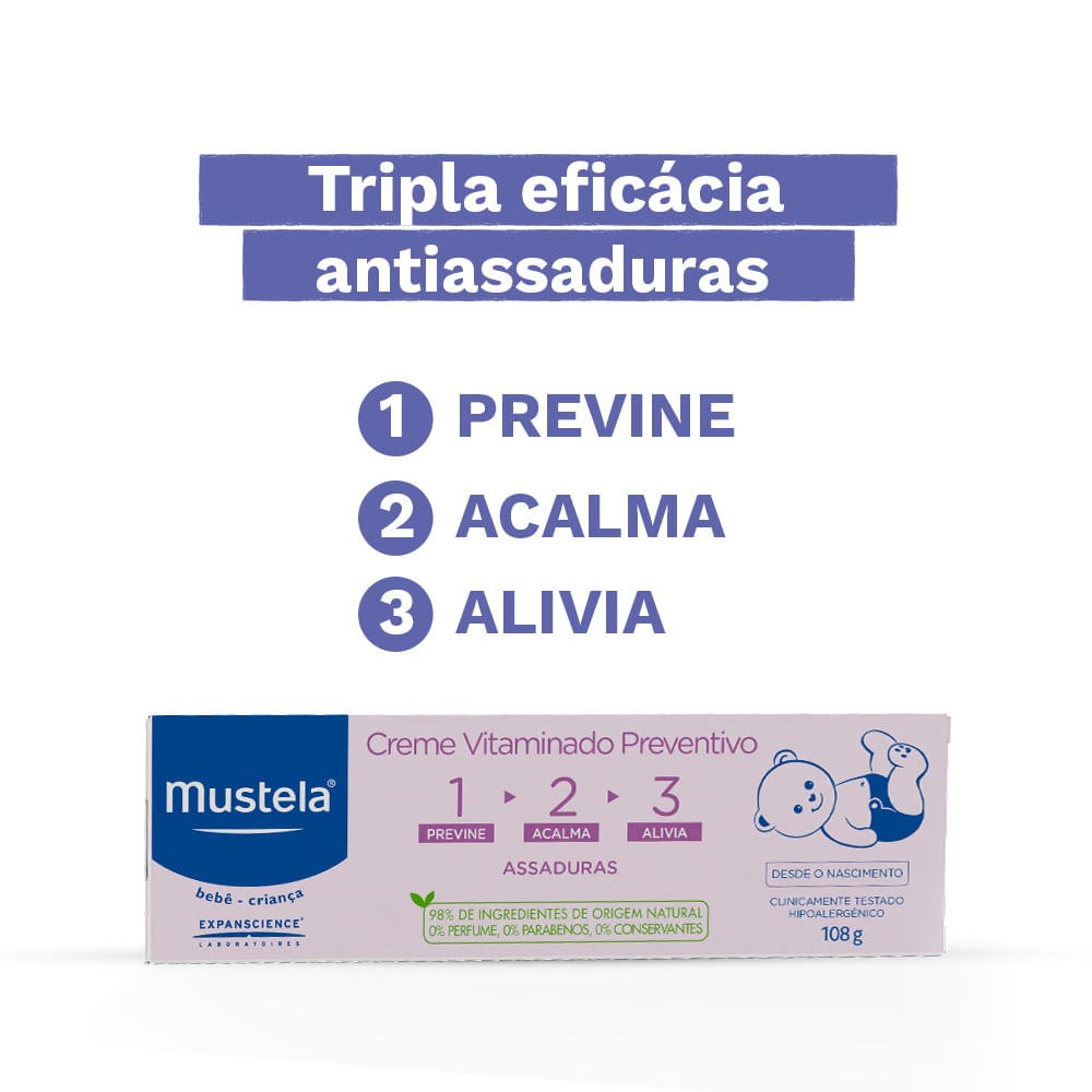 Creme para Assaduras Mustela Bebê Vitaminado 108g — imagem 3 | Drogaria Taveira