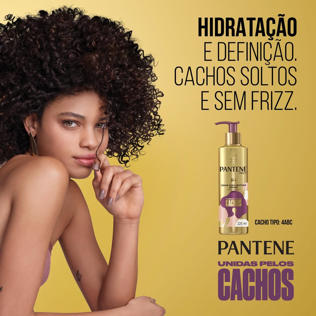 Creme Para Pentear Pantene Unidas Pelos Cachos Crespos 225ml — imagem 4 | Drogaria Taveira
