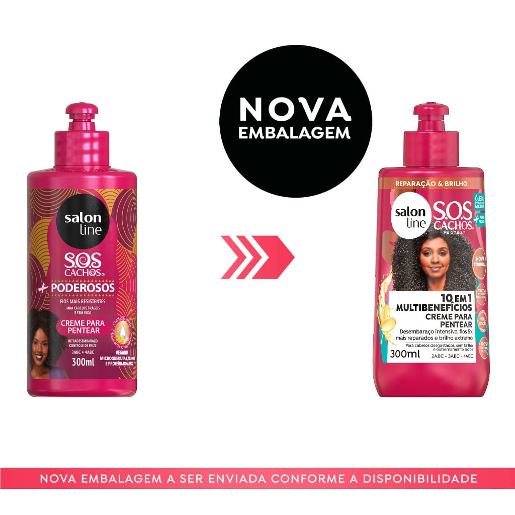 Creme para Pentear SOS Cachos + Poderosos 3 a 4ABC Salon Line 300ml — imagem 2 | Drogaria Taveira