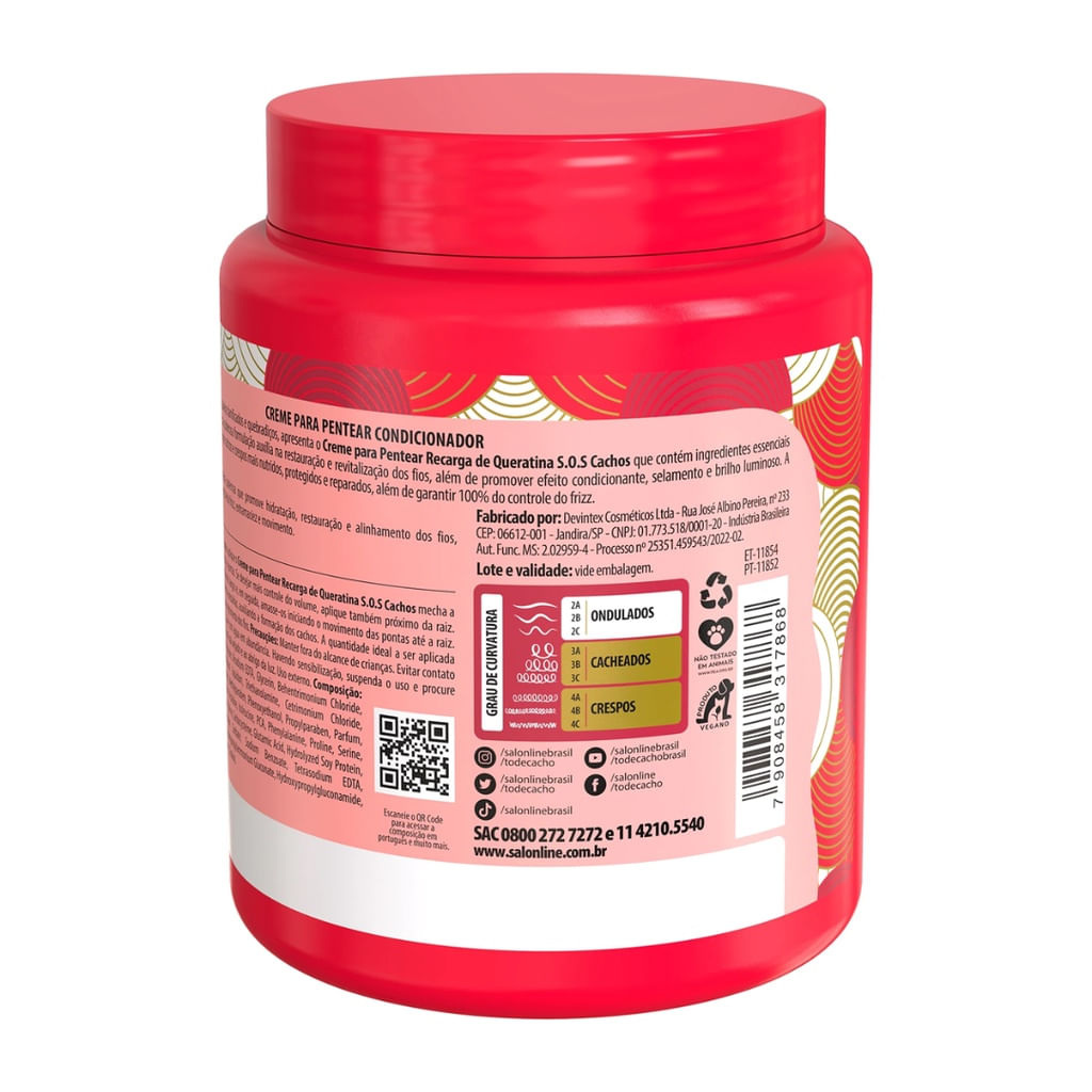 Creme Pentear Salon Line Recarga Queratina 1Kg — imagem 3 | Drogaria Taveira