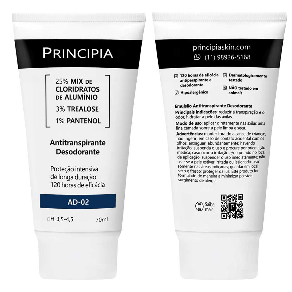 Desodorante Antitranspirante Principia AD-02 120h Sem Perfume Creme 70ml — imagem 3 | Drogaria Taveira