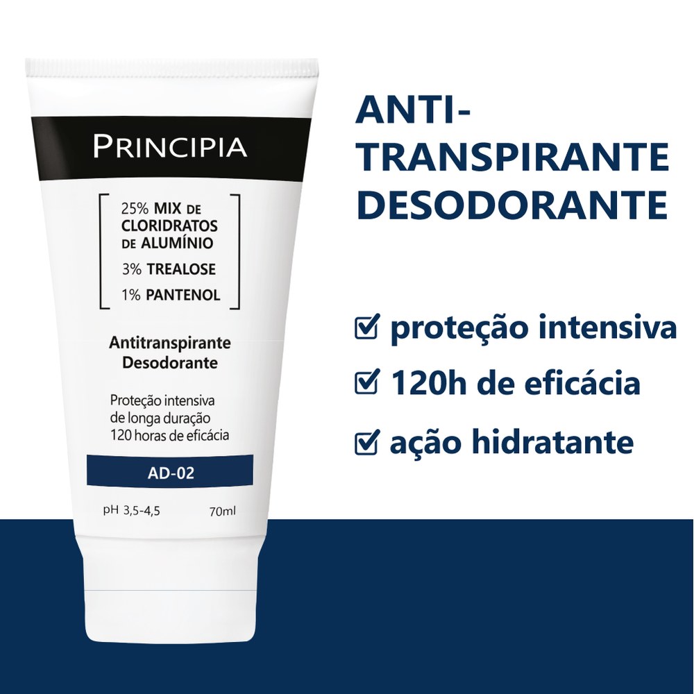 Desodorante Antitranspirante Principia AD-02 120h Sem Perfume Creme 70ml — imagem 4 | Drogaria Taveira